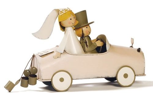 Brautpaar, Hochzeitspaar im AUTO 20cm