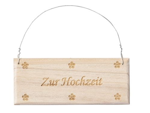 Holzschild, Geschenkanhänger ZUR HOCHZEIT 9,5x3,7cm