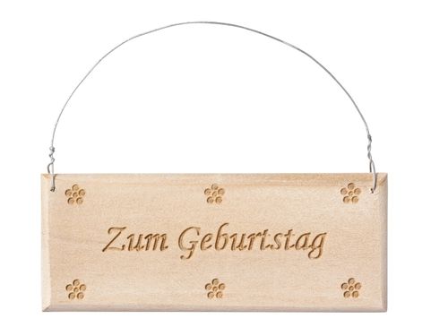 Holzschild, Geschenkanhänger ZUM GEBURTSTAG  9,5x3,7cm