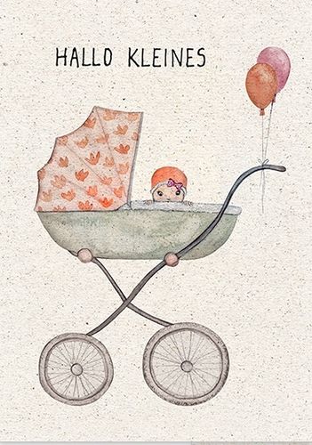 Postkarte, Karte HALLO KLEINES Baby Girl by MALUU