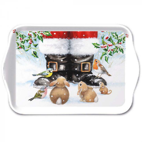 Tablett, Tray LOOKING UP TO SANTA 13x21cm  Ambiente