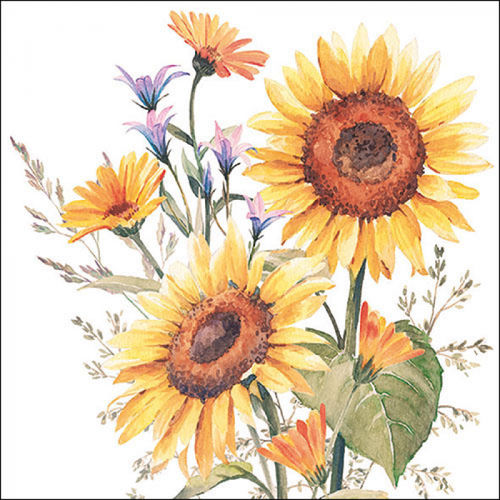 20 Papierservietten, Servietten SUNFLOWERS / Sonnenblumen  Ambiente