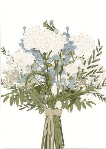 Postkarte, Karte BLUMENSTRAUSS weiß, blau | Wildblumen Atelier
