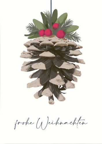 Postkarte, Karte PINIENZAPFEN Hänger Frohe Weihnachten | Wildblumen Atelier