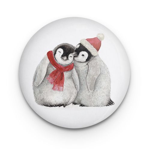 Magnet, Dekomagnet rund PINGUIN / Christmas Penguins by MALUU
