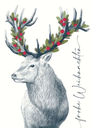 Postkarte, Karte HIRSCH Frohe Weihnachten | Wildblumen Atelier